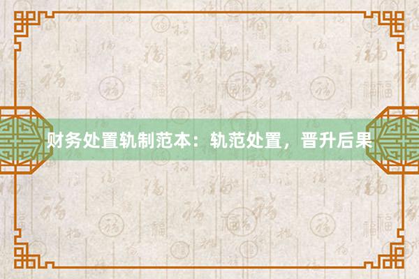 财务处置轨制范本：轨范处置，晋升后果